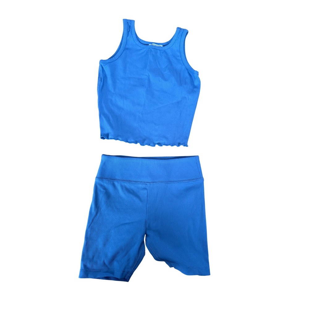 Crewcuts active by J.crew blue ribbed two piece‎ outfit